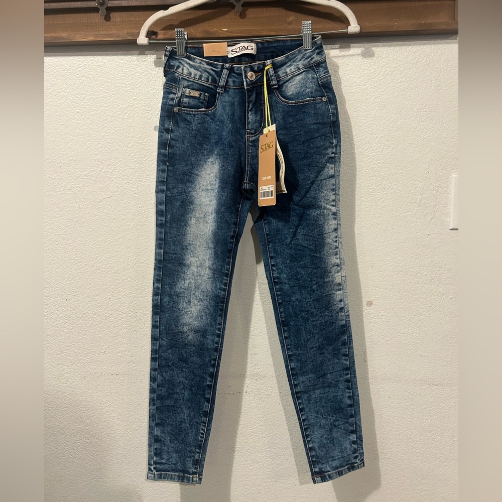 Stag Jeans Women's Size 1 Blue Mid-Rise Skinny  Denim Pants (1462)
